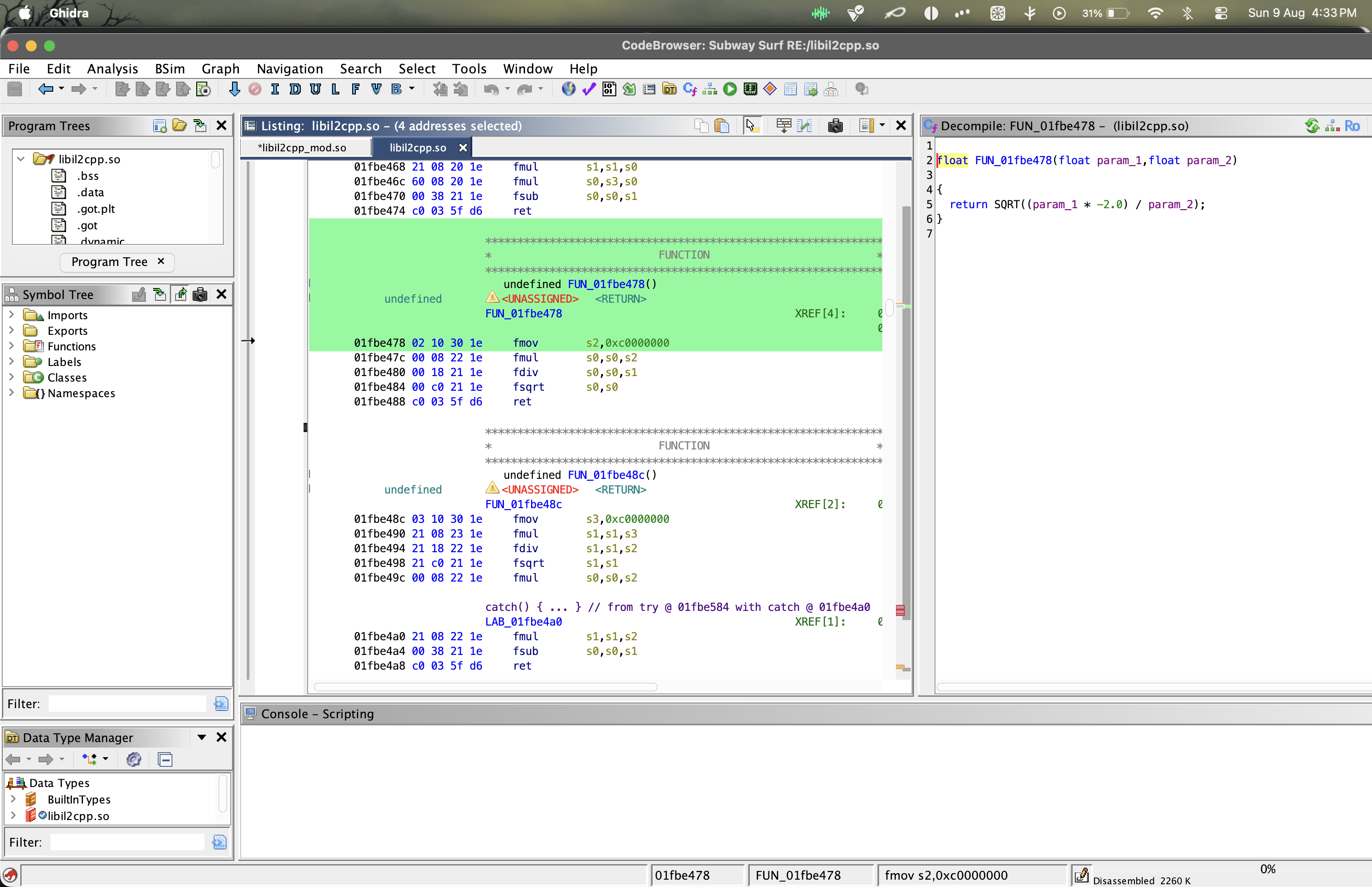 Original binary value before patching